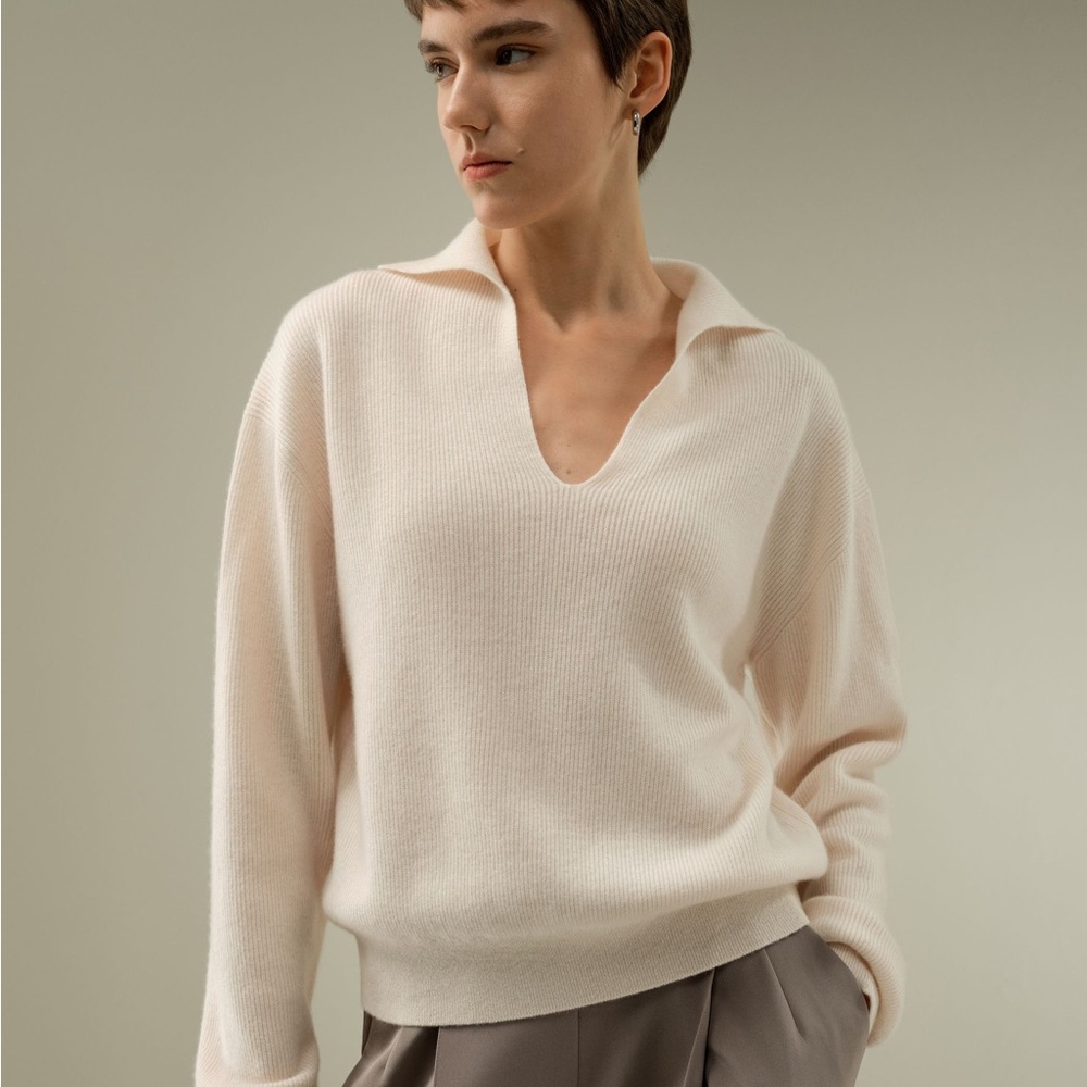ribbed cashmere polo swear